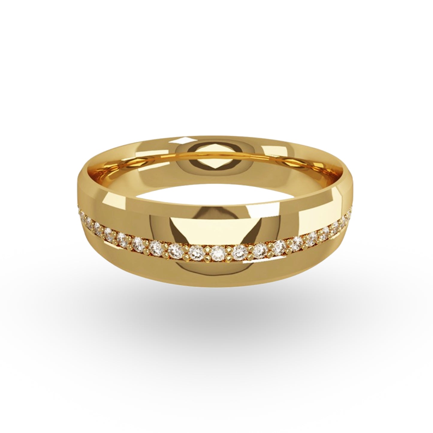 La Argolla de Matrimonio en Oro 14k con Zirconias de ZABULON es una pieza que captura la esencia del compromiso con cada destello. La alineación precisa de zirconias engastadas evoca la constancia y el brillo del amor verdadero.