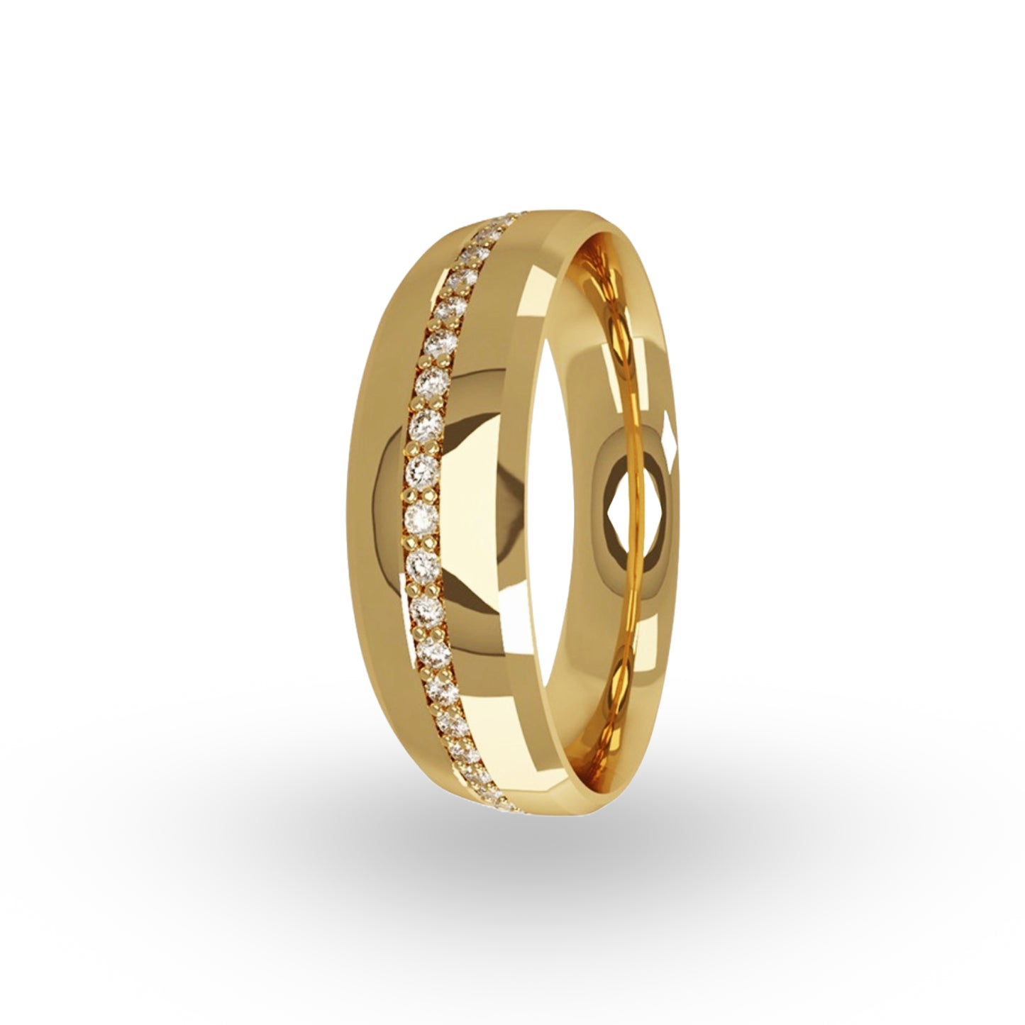 La Argolla de Matrimonio en Oro 14k con Zirconias de ZABULON es una pieza que captura la esencia del compromiso con cada destello. La alineación precisa de zirconias engastadas evoca la constancia y el brillo del amor verdadero.