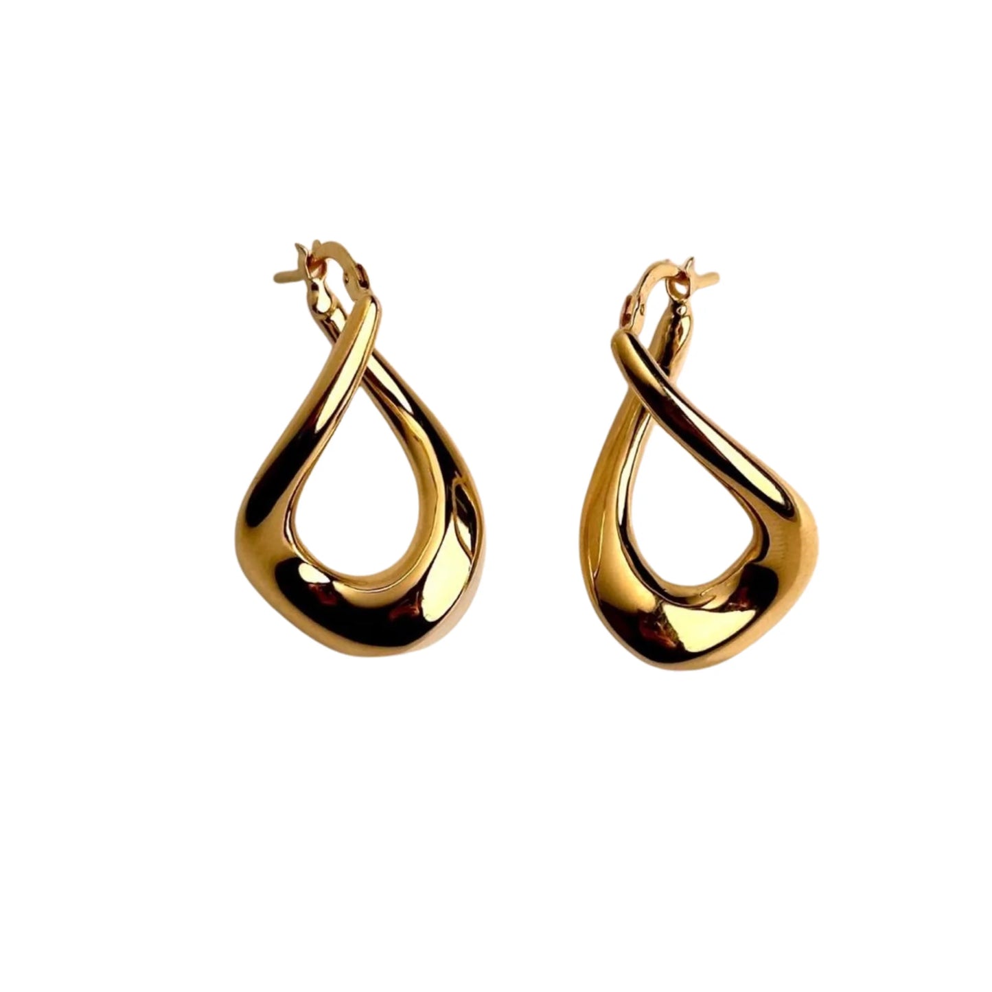 Aretes de aro con forma de gota retorcida de Oro 14K