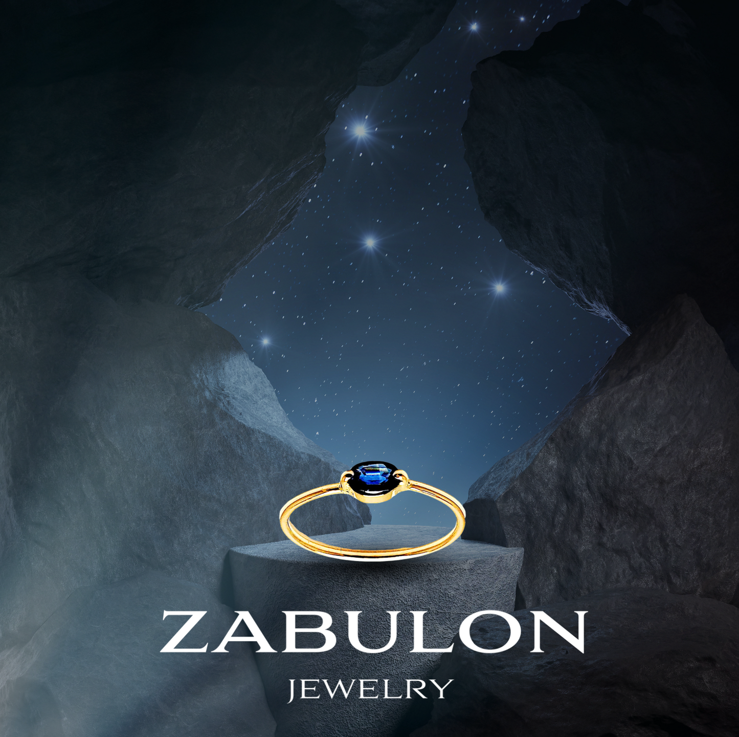 Anillo de Oro 14k con Zafiro