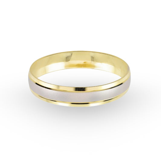La Argolla de Matrimonio Oro 14k de ZABULON captura la eternidad con su diseño bicolor, donde la calidez del oro se complementa con la modernidad del detalle en acabado mate, sellando un compromiso de amor y dedicación.