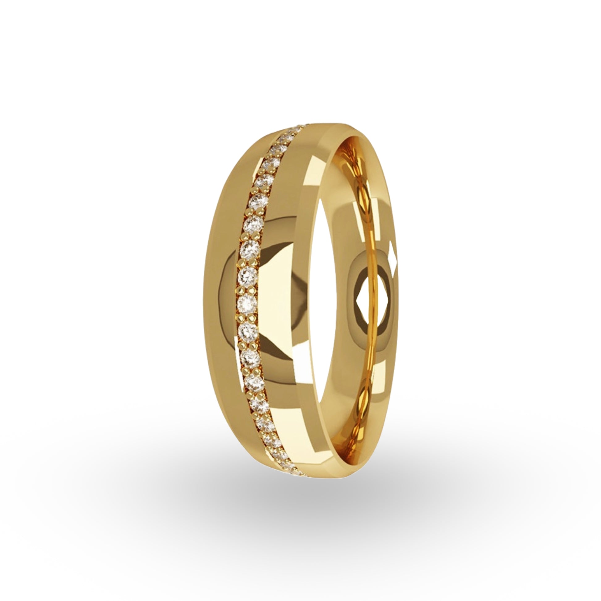 La Argolla de Matrimonio en Oro 14k con Zirconias de ZABULON es una pieza que captura la esencia del compromiso con cada destello. La alineación precisa de zirconias engastadas evoca la constancia y el brillo del amor verdadero.