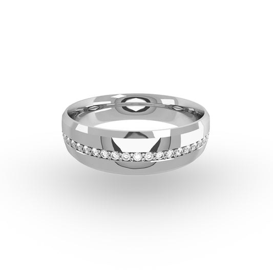 La Argolla de Matrimonio Oro Blanco 14k con Zirconias de ZABULON es una pieza que simboliza la elegancia y el compromiso moderno. Su diseño contemporáneo fusiona la pureza del oro blanco con el destello brillante de las zirconias, representando un amor puro y duradero.
