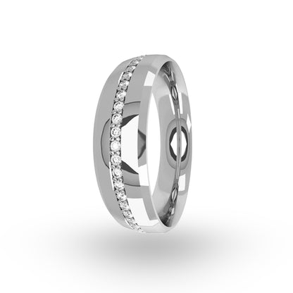 La Argolla de Matrimonio Oro Blanco 14k con Zirconias de ZABULON es una pieza que simboliza la elegancia y el compromiso moderno. Su diseño contemporáneo fusiona la pureza del oro blanco con el destello brillante de las zirconias, representando un amor puro y duradero.