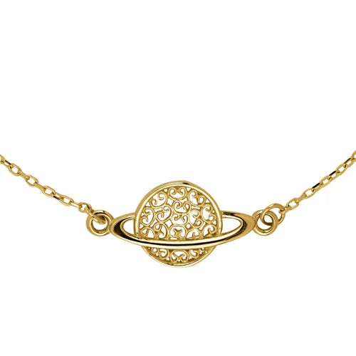 Gold bracelet with Saturn charm