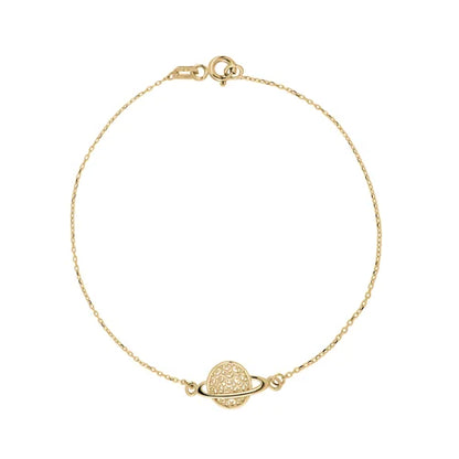 Pulsera de oro con dije de Saturno | Oro 14k